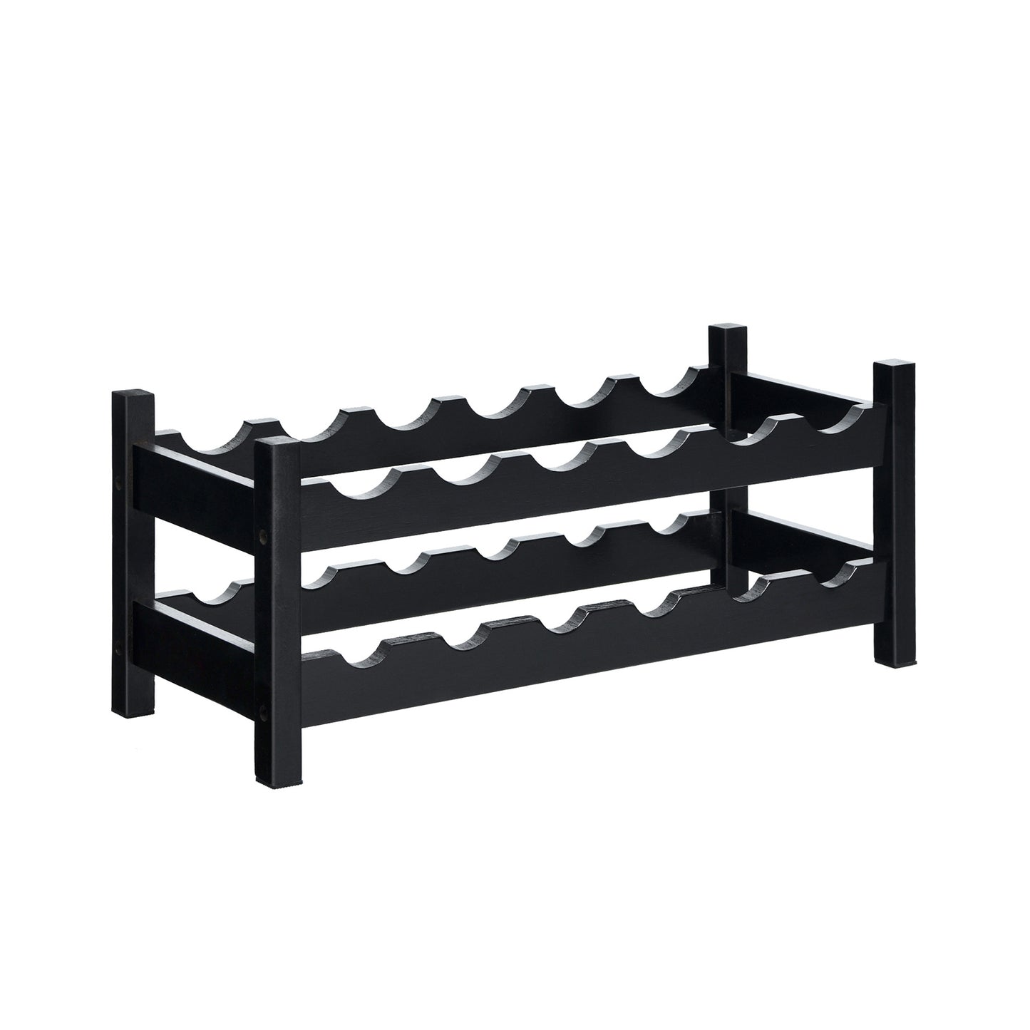 2-Tier 12 Bottles Bamboo Storage Shelf Wine Rack-Brown