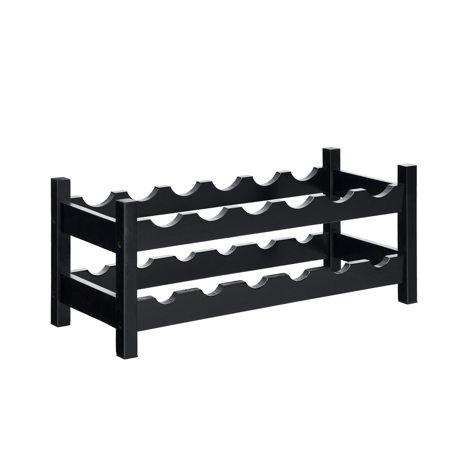 2-Tier 12 Bottles Bamboo Storage Shelf Wine Rack-Brown