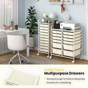 12-Drawer Rolling Storage Cart with Removable Drawers and Lockable Wheels-White