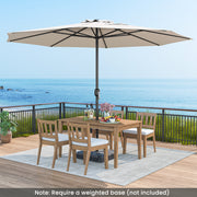12 Feet Patio Umbrella with Crank Handle and 8 Sturdy Ribs-Beige