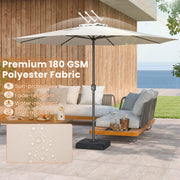 12 Feet Patio Umbrella with Crank Handle and 8 Sturdy Ribs-Beige