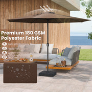 12 Feet Patio Umbrella with Crank Handle and 8 Sturdy Ribs-Coffee