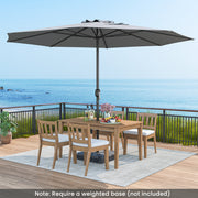 12 Feet Patio Umbrella with Crank Handle and 8 Sturdy Ribs-Gray