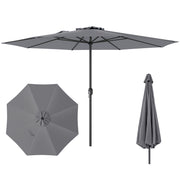 12 Feet Patio Umbrella with Crank Handle and 8 Sturdy Ribs-Gray