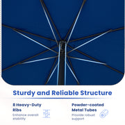 12 Feet Patio Umbrella with Crank Handle and 8 Sturdy Ribs-Navy