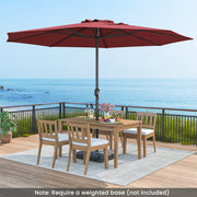 12 Feet Patio Umbrella with Crank Handle and 8 Sturdy Ribs-Red