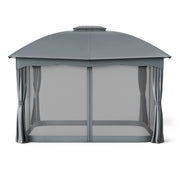 12 x 10 Feet Canopy Double Vented Heavy Duty Steel Gazebo-Gray