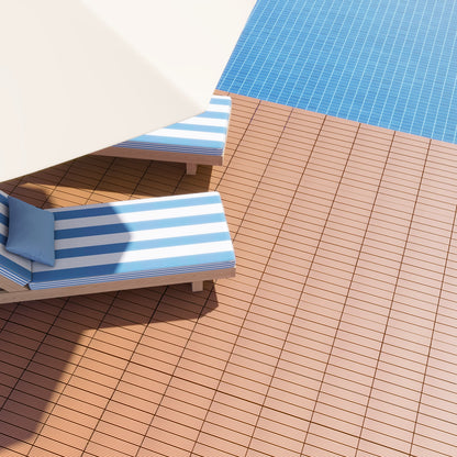 12 x 12 Inch 18 Piece All Weather Interlocking Deck Tiles for Splicing Area