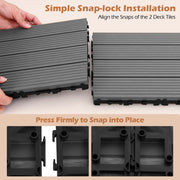 12 x 12 Inch 18 Piece All Weather Interlocking Deck Tiles for Splicing Area-Gray