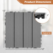 12 x 12 Inch 18 Piece All Weather Interlocking Deck Tiles for Splicing Area-Gray