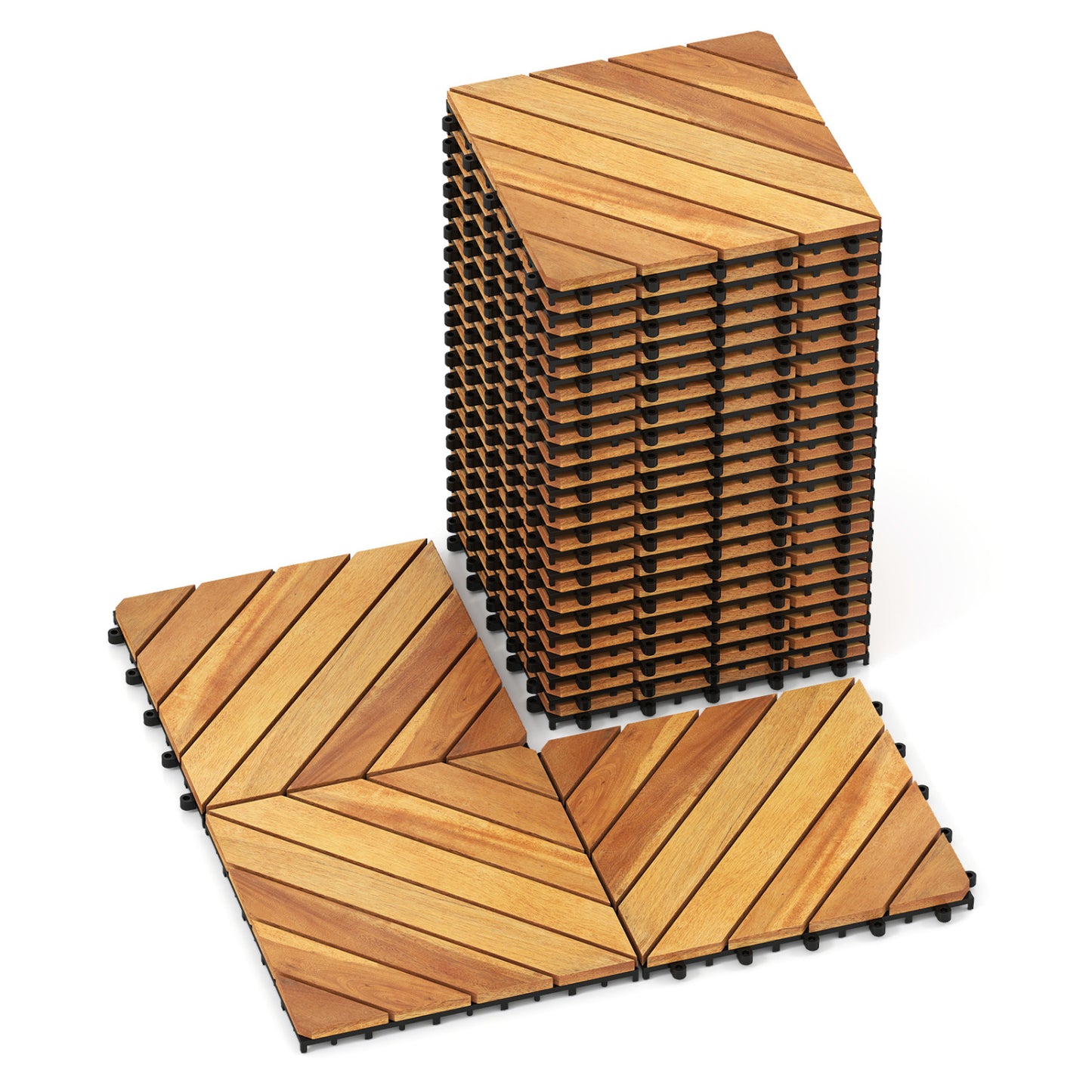 Acacia Wood Interlocking Deck Tiles 12x12 Inch - 24 Pack