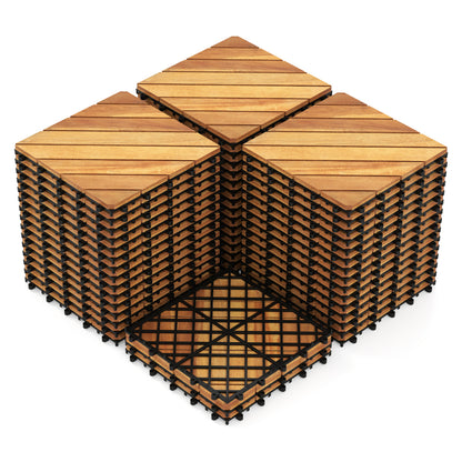 Acacia Wood Interlocking Deck Tiles 12x12 Inch - 24 Pack