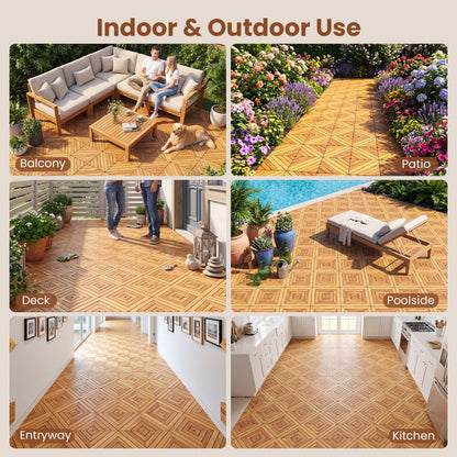 Acacia Wood Interlocking Deck Tiles 12x12 Inch - 24 Pack
