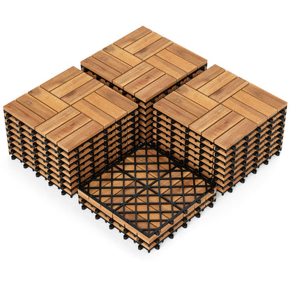 Acacia Wood Interlocking Deck Tiles 12x12 Inch - 27 Pack