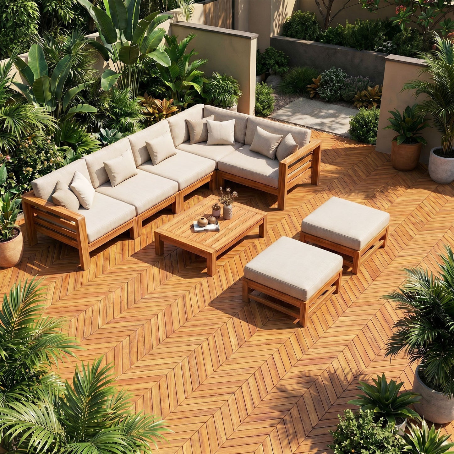 Acacia Wood Interlocking Deck Tiles 12x12 Inch - 30 Pack
