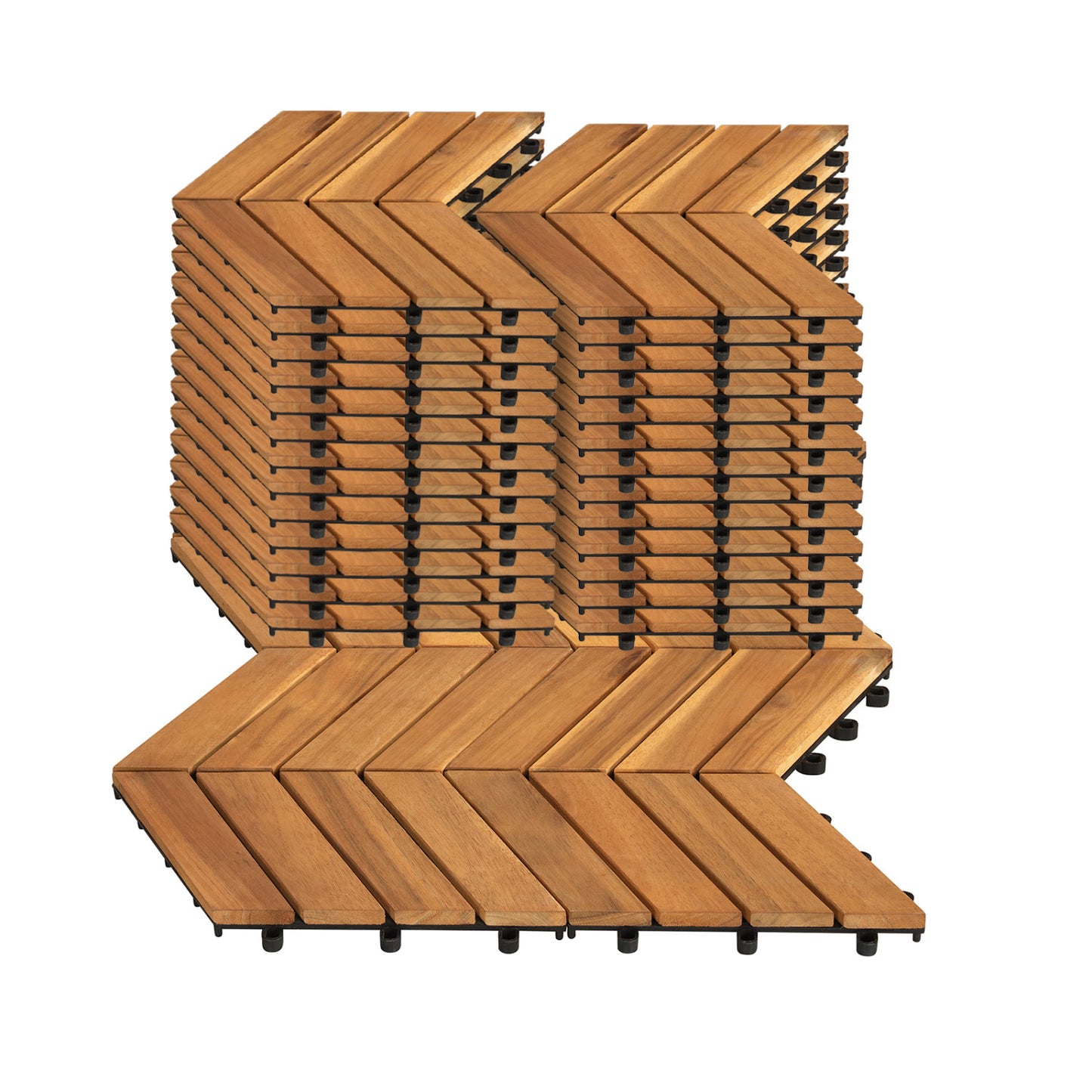 Acacia Wood Interlocking Deck Tiles 12x12 Inch - 30 Pack