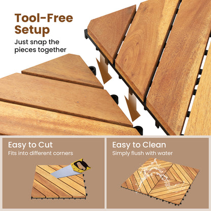 Acacia Wood Interlocking Deck Tiles 12x12 Inch - 48 Pack