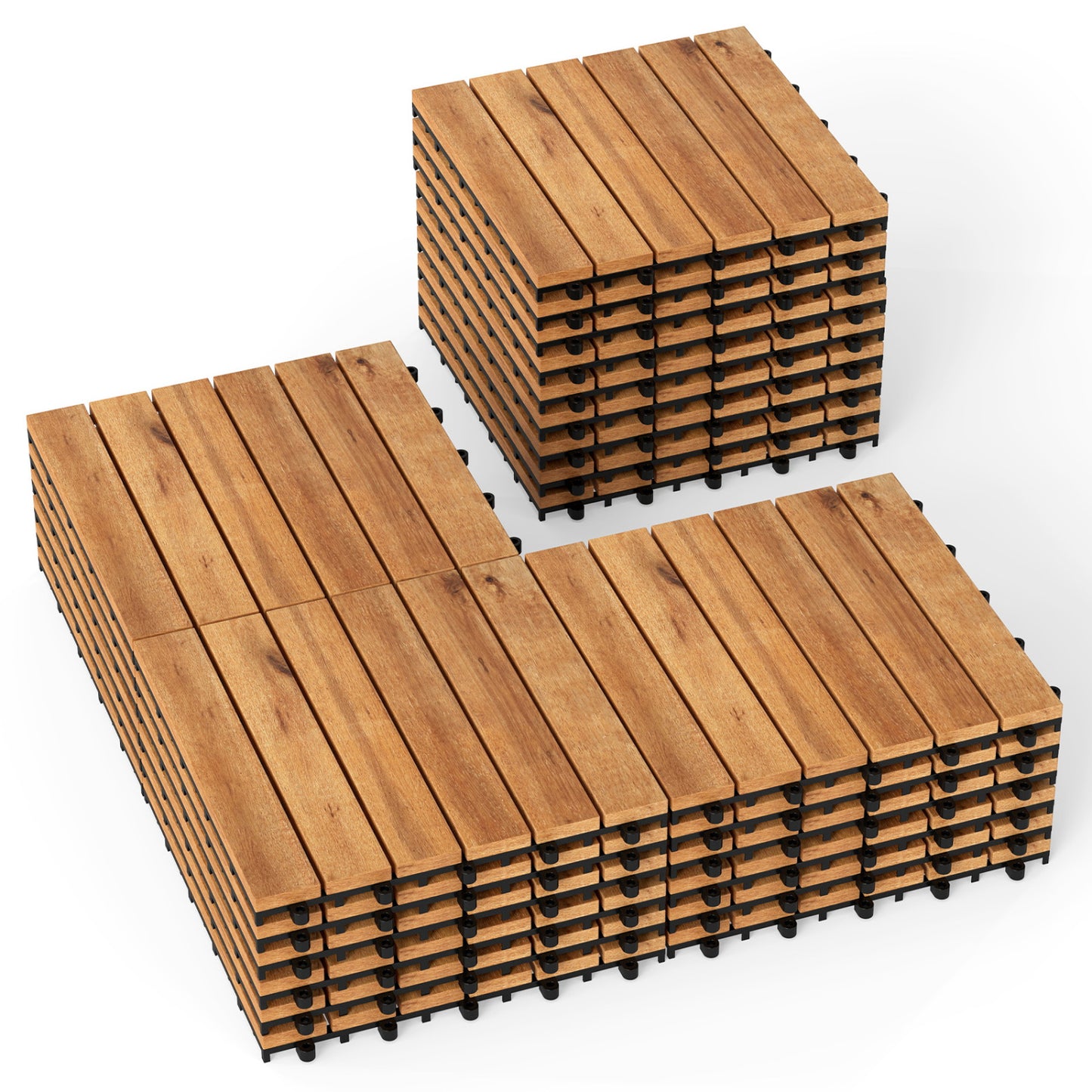 Acacia Wood Interlocking Deck Tiles 12x12 Inch (54 Pack)