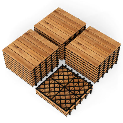 Acacia Wood Interlocking Deck Tiles 12x12 Inch (54 Pack)
