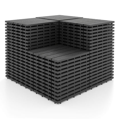 12” x 12” Waterproof PP Plastic Interlocking Deck Tiles for Patio Set of 2-Gray