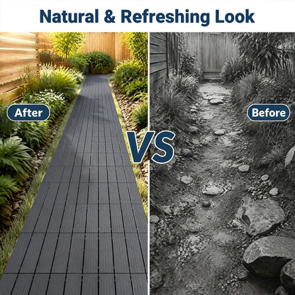 12” x 12” Waterproof PP Plastic Interlocking Deck Tiles for Patio Set of 2-Gray