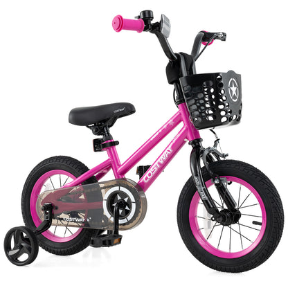 14 Inch Kids Bike Adjustable Bicycle with Front Basket for Children Aged 4-5 Years Old