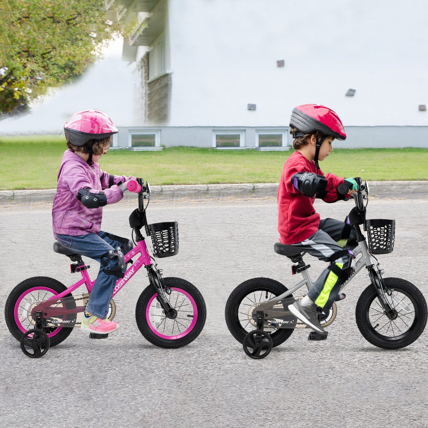 14 Inch Kids Bike Adjustable with Transparent Chain Cover for 4-5 Years Old