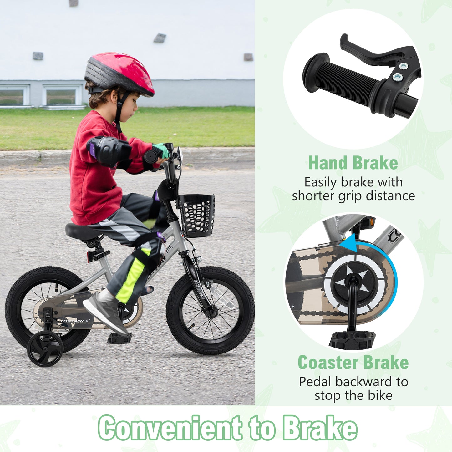 14 Inch Kids Bike Adjustable with Transparent Chain Cover for 4-5 Years Old