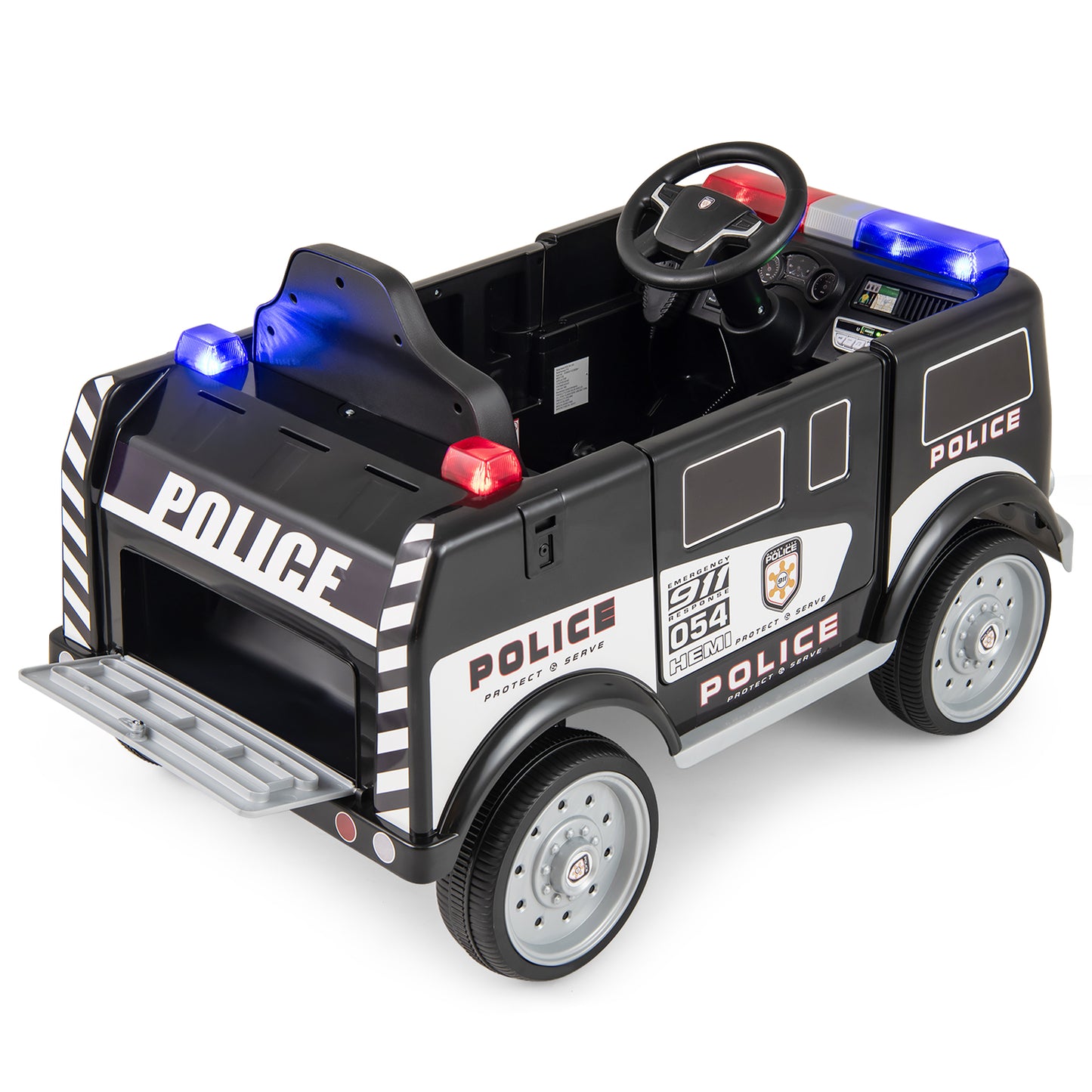12V Battery Powered Electric Vehicle with 3 Speeds and Megaphone-Black