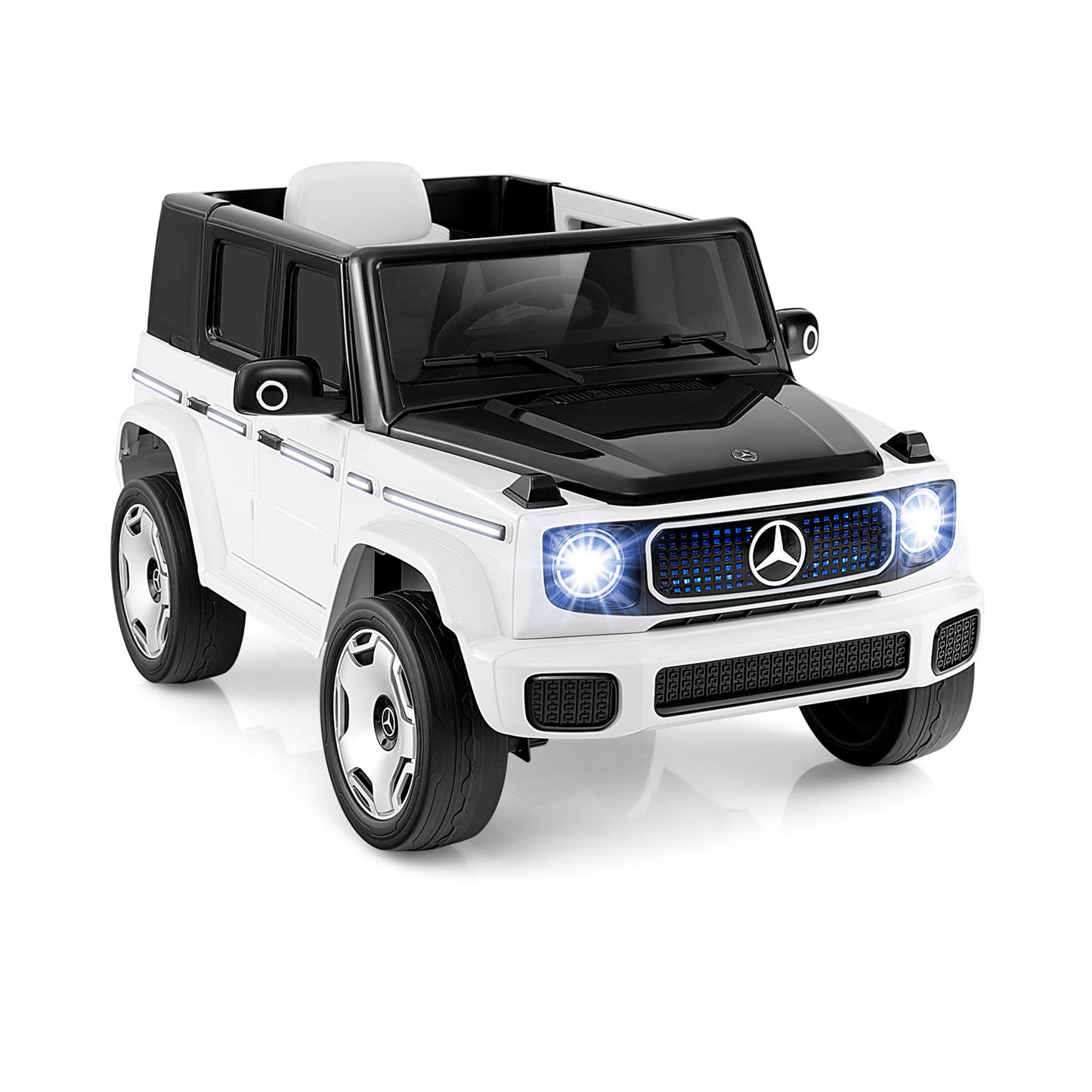 12V Licensed Mercedes-Benz EQG Kids Ride On Car with Remote Control-Black - White