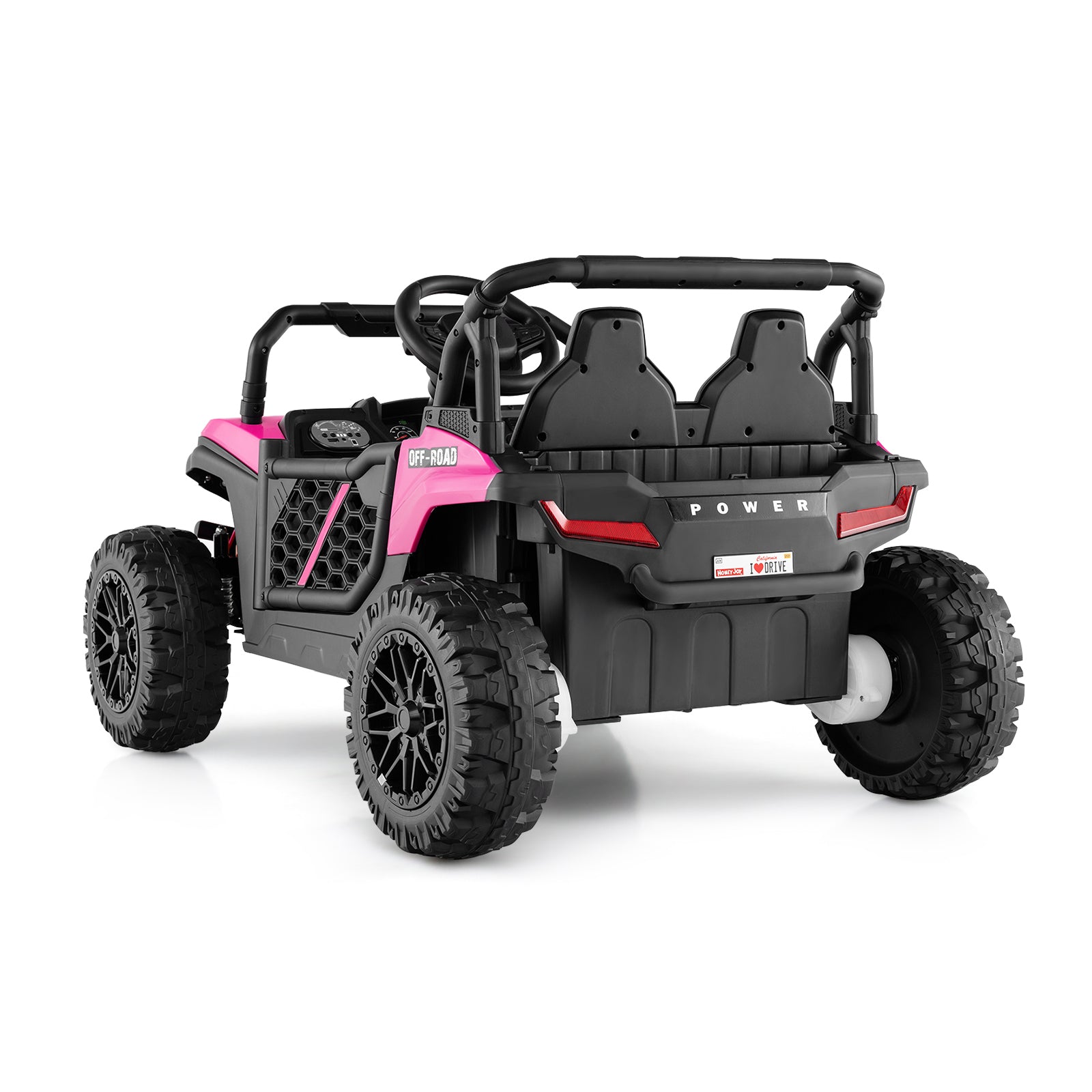 12V Kids Ride on Truck Off-Road UTV with Parental Remote and Lights-Pink - Pink