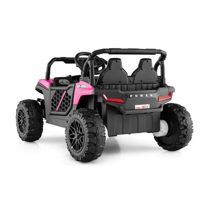 12V Kids Ride on Truck Off-Road UTV with Parental Remote and Lights-Pink - Pink