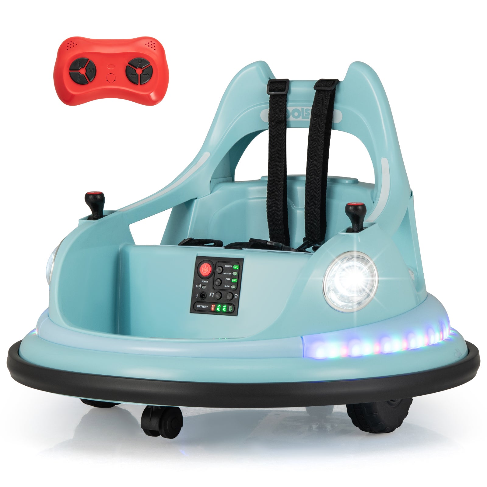 12V Kids Ride On Bumper Car with Remote Control and Dual Joysticks-Blue