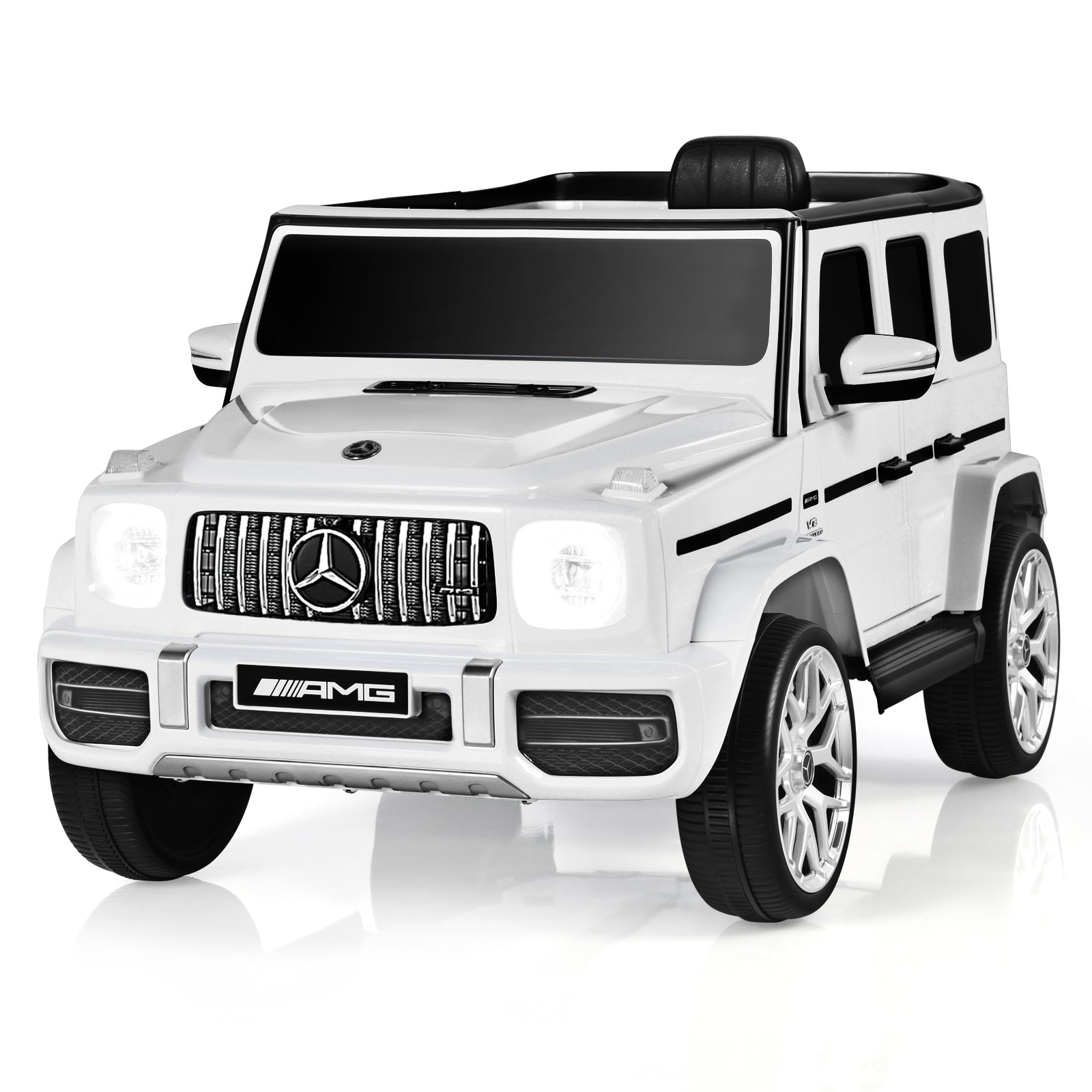 12V Mercedes-Benz G63 Licensed Kids Ride On Car with Remote Control-White - White