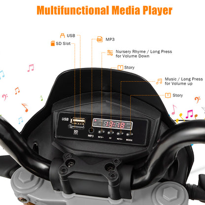 12V Kids Ride-On Motorcycle Aprilia Licensed with Sounds and Music