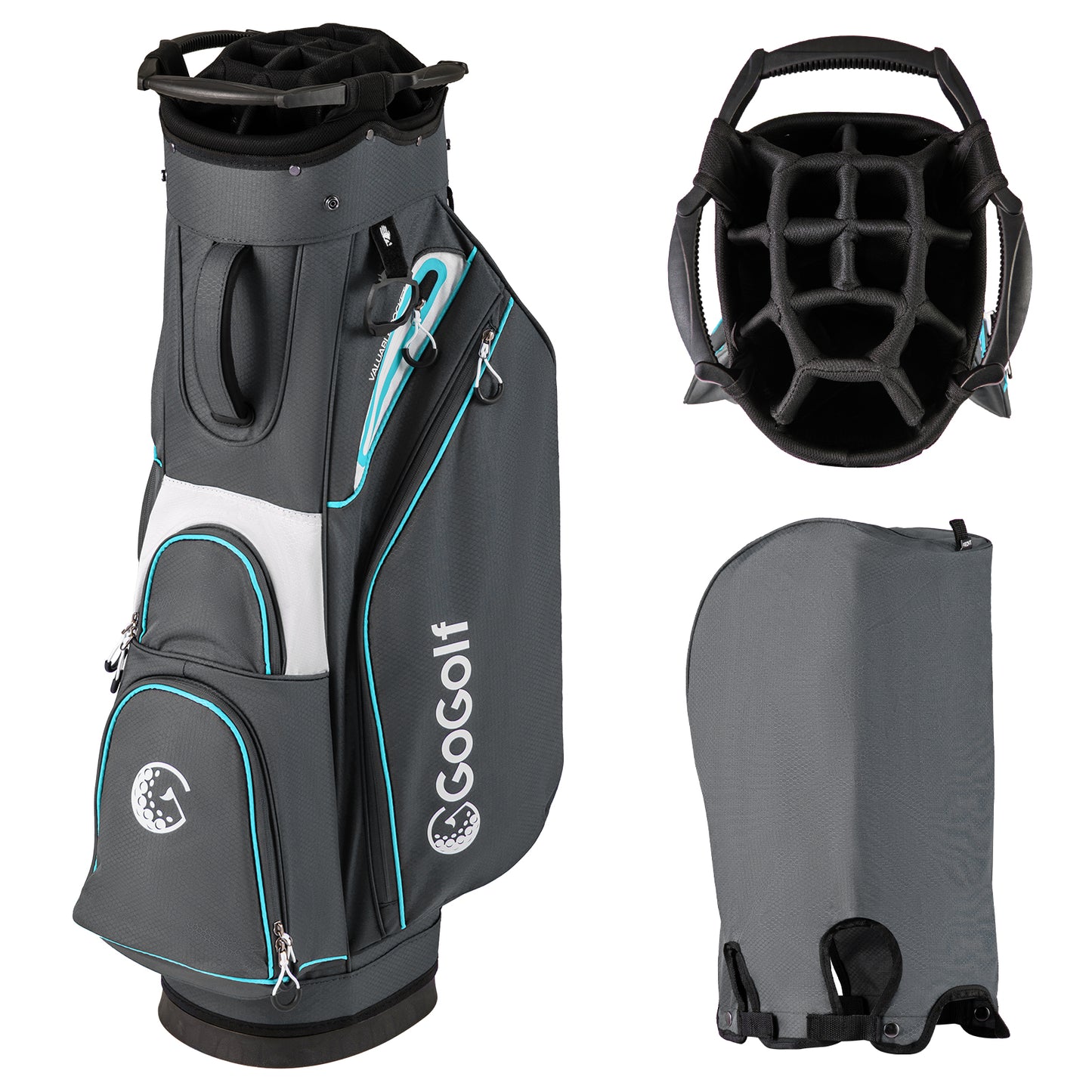 Golf Cart Bag Lightweight Portable Golf Club Organizer Bag-Gray