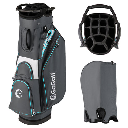 Golf Cart Bag Lightweight Portable Golf Club Organizer Bag-Gray