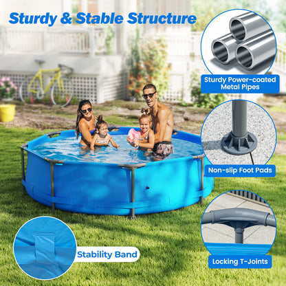 690/978/1158/1617 Gal Outdoor Family Swimming Pool with Metal Frame-10 x 10 ft