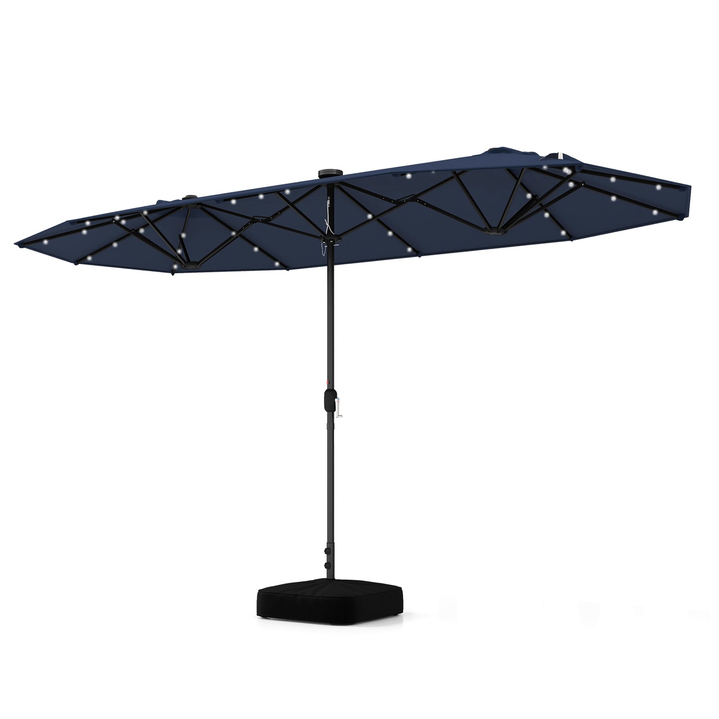 13FT Double-sided Patio Umbrella with Solar Lights for Garden Pool Backyard-Beige - Navy