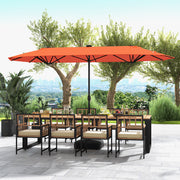 13FT Double-sided Patio Umbrella with Solar Lights for Garden Pool Backyard-Orange