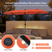13FT Double-sided Patio Umbrella with Solar Lights for Garden Pool Backyard-Orange