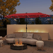 13FT Double-sided Patio Umbrella with Solar Lights for Garden Pool Backyard-Red