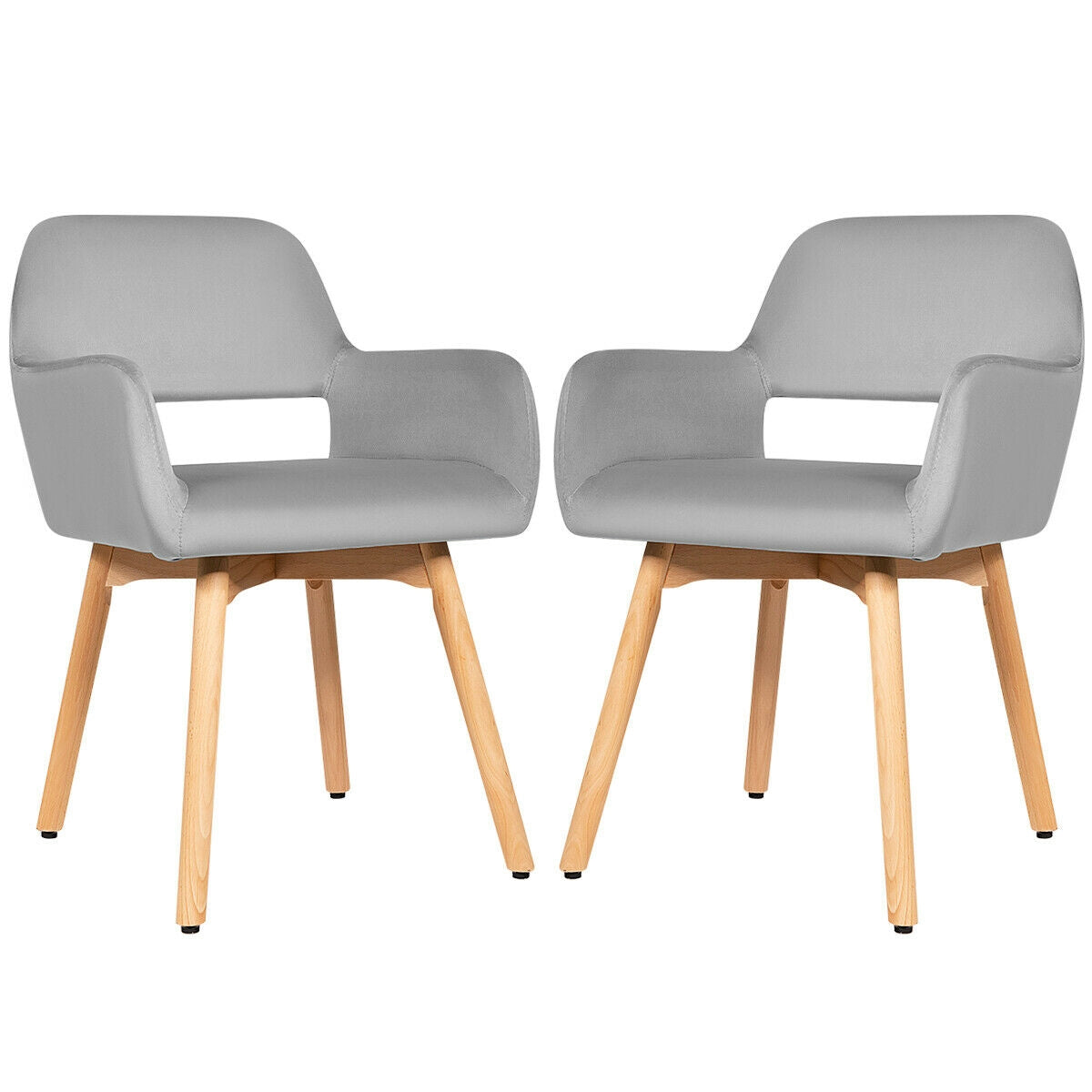 Set of 2 Modern Accent Armchairs-Blue - Gray