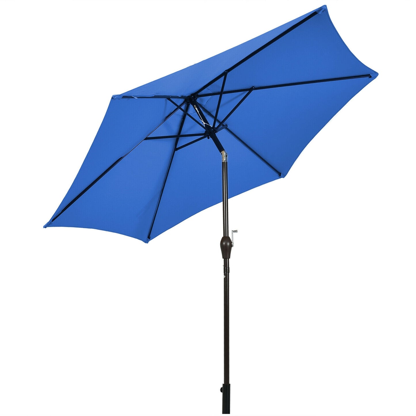 9 ft Outdoor Market Patio Table Umbrella Push Button Tilt Crank Lift-Beige - Blue