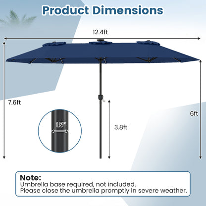 13 FT Double-Sided Patio Umbrella with Color-Changing Flowing Solar LED Lights