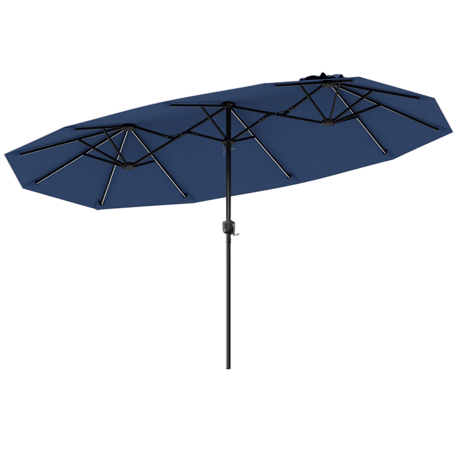 13 FT Double-Sided Patio Umbrella with Color-Changing Flowing Solar LED Lights