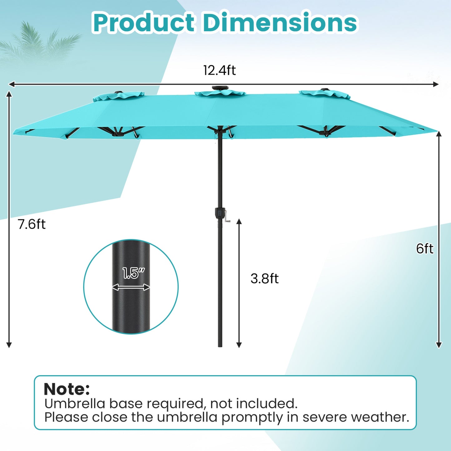 13 FT Double-Sided Patio Umbrella with Color-Changing Flowing Solar LED Lights