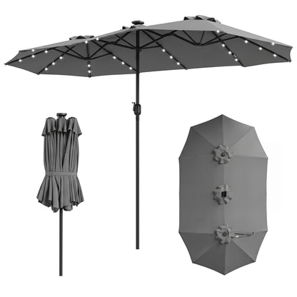 13 FT Double-Sided Patio Umbrella with 36 LED Lights