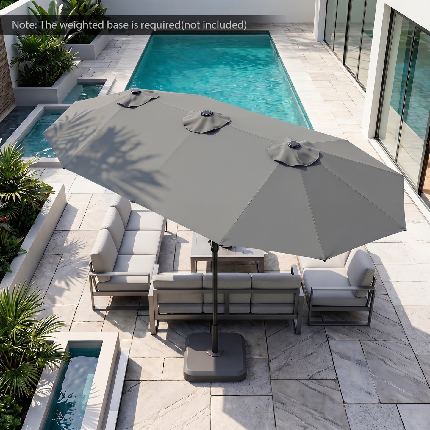 13 FT Double-Sided Patio Umbrella with 36 LED Lights