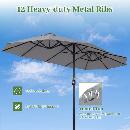 13 FT Double-Sided Patio Umbrella with 36 LED Lights